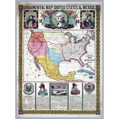 MAPA :: ORNAMENTAL MAP OF THE UNITED STSTES & MEXICO :: 50 x 70 cm