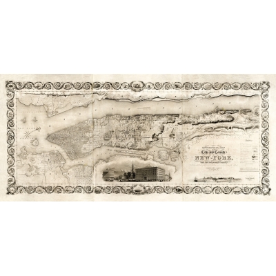 MAPA :: TOPOCRAPHICAL MAP OF NEW YORK :: 1836 :: 90 x 40 cm