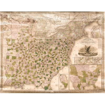 MAPA :: REFERENCE & DISTANCE MAP OF THE UNITED STATES :: 1833 :: 60 x 50 cm
