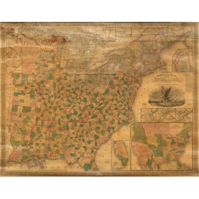MAPA :: REFERENCE & DISTANCE MAP OF THE UNITED STATES :: 1833 :: 60 x 50 cm