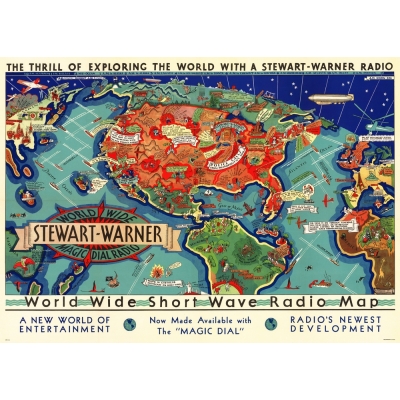 MAPA :: THE THRILL OF EXPLORING THE WORLD WITH A STEWART - WARNER RADIO :: 100 x 70 cm